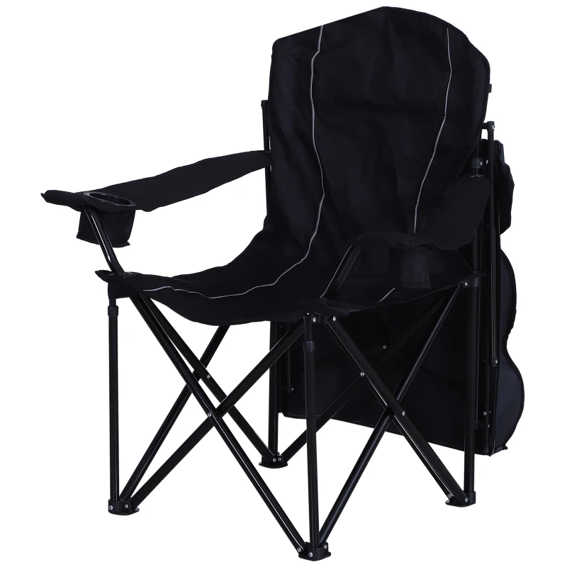 Visstoel klapstoel campingstoel met luifel bekerhouder Oxford zwart