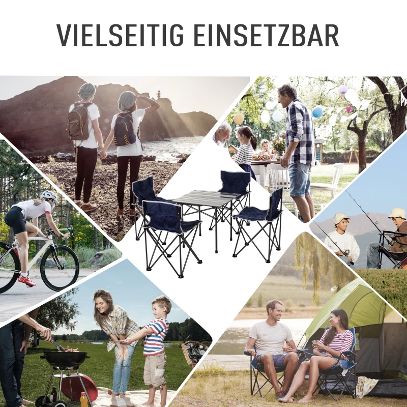 5-delig kampeermeubel 1x kampeertafel 4x kampeerstoelen draagtas staal Oxford