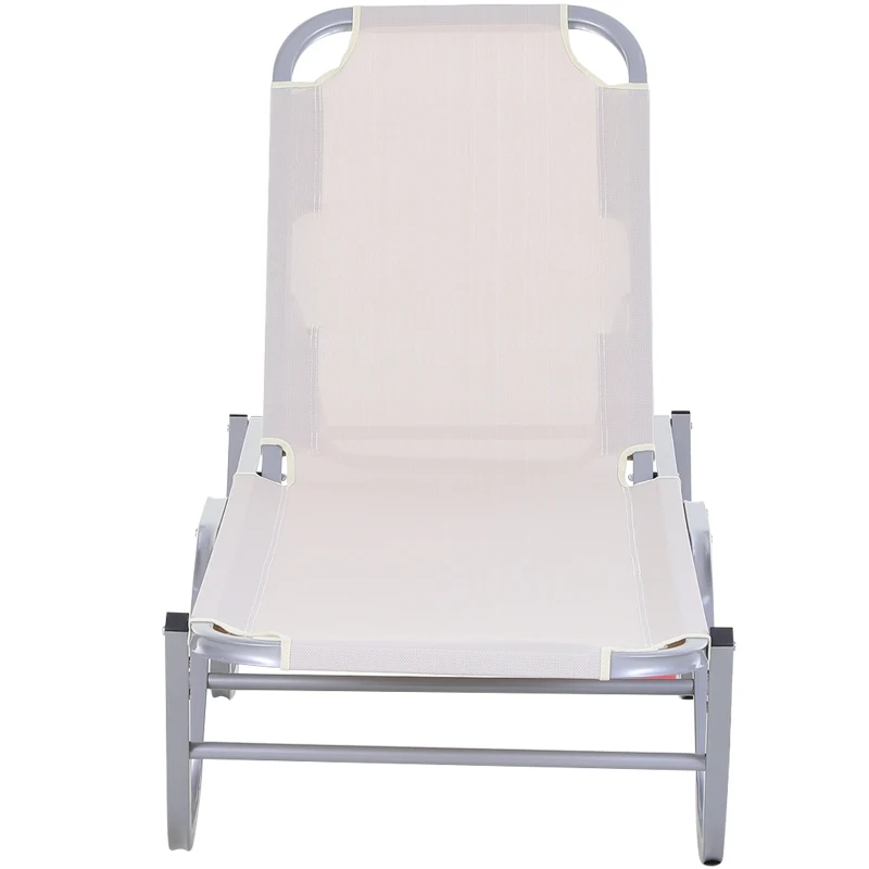 Outsunny Ligstoel, strandstoel, ligbank voor buiten met 5 niveaus, relaxstoel, aluminium, Oxford-stof, crème