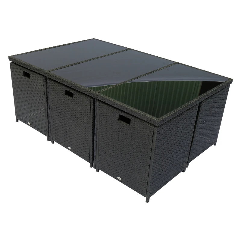 Outsunny Poly-rotan zitgroep 27-delig Zitset met kussens, tuinmeubelen in zwart aluminium