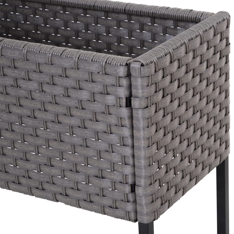 Outsunny® verhoogd bed, bloembak, bloempot met plank, irrigatie, rotan bruin 70 x 30 x 72 cm | Aosom.de