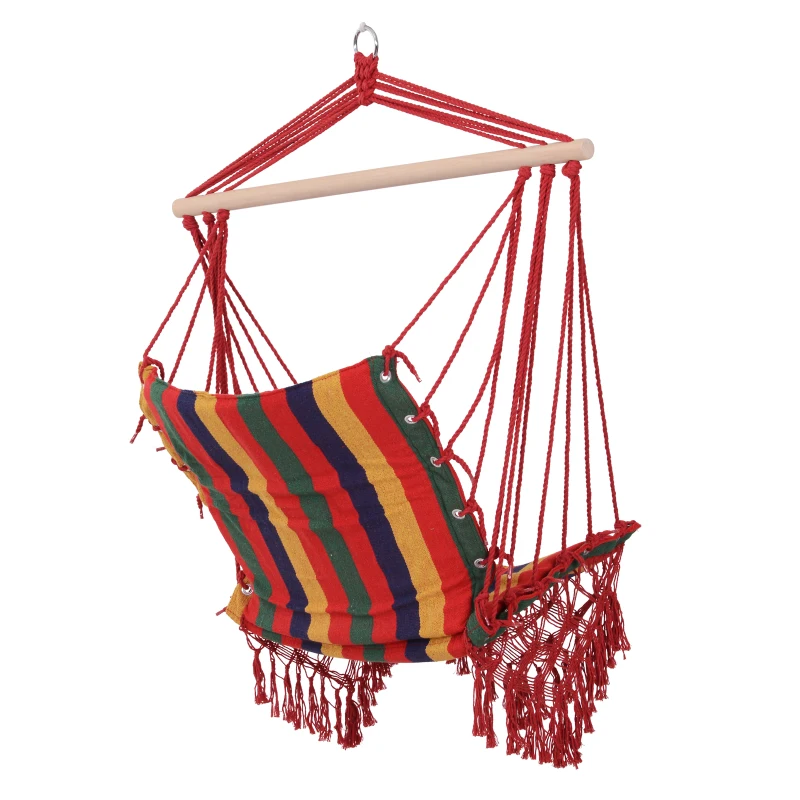 Outsunny Hangstoel zwevende stoel hangmat stoel gestoffeerde stoel buiten 100 x 60 cm tot 120 kg
