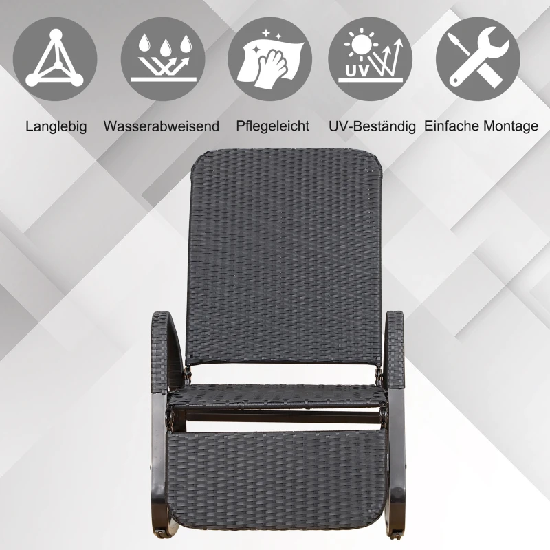 Schommelstoel met voetsteun 3-voudige rugleuning PE rotan zwart