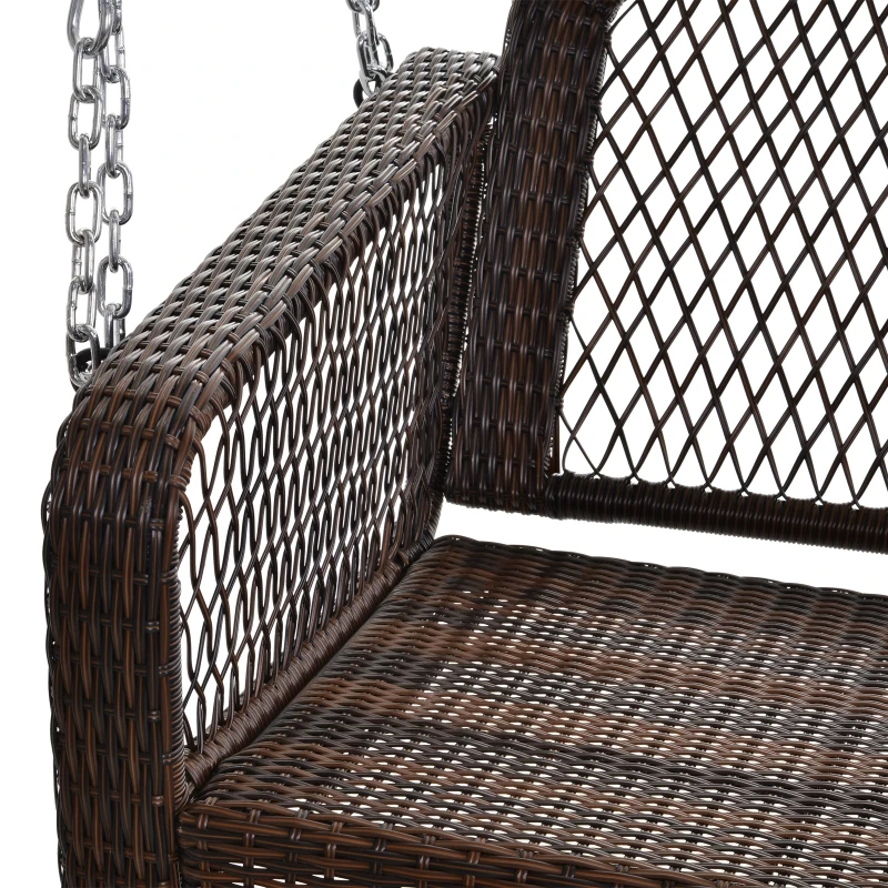 Outsunny Tuinschommel schommelbank tuinbank voor 2 personen terras rotan bruin