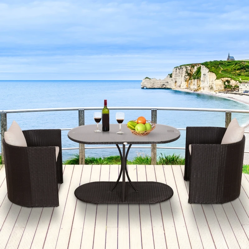 Outsunny exclusieve 7-delige bistroset van poly-rotan