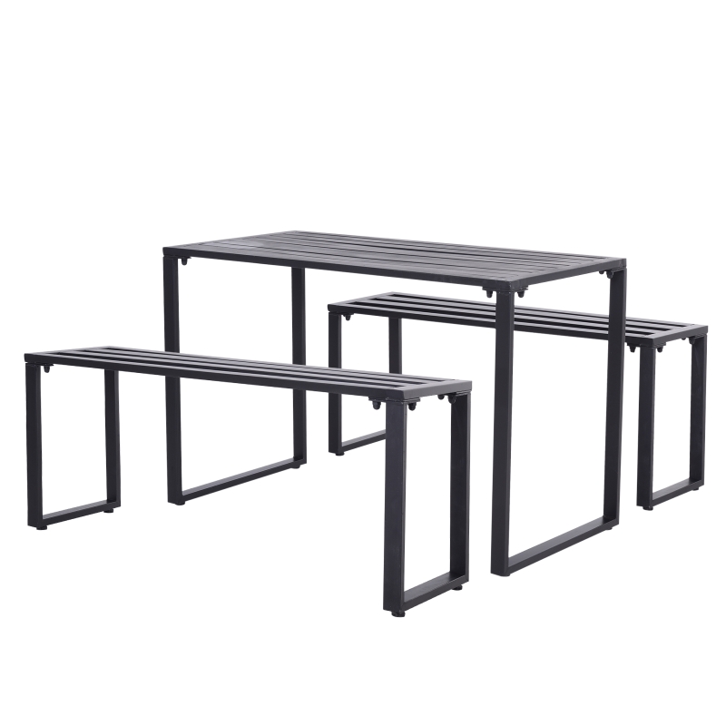 Outdoor meubelset tafel + banken 4-de tuinzitgroep tafel zitbank metaal