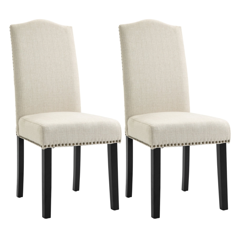 Eetkamerstoelen set van 2 keukenstoel woonkamerstoel met rugleuning beige