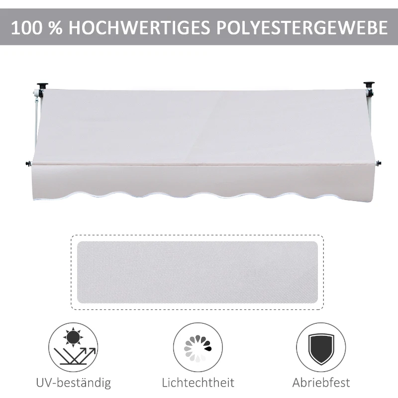 Outsunny Luifel opklaparm klem luifel zonwering handslinger balkon aluminium 3 x 1,2 m creme