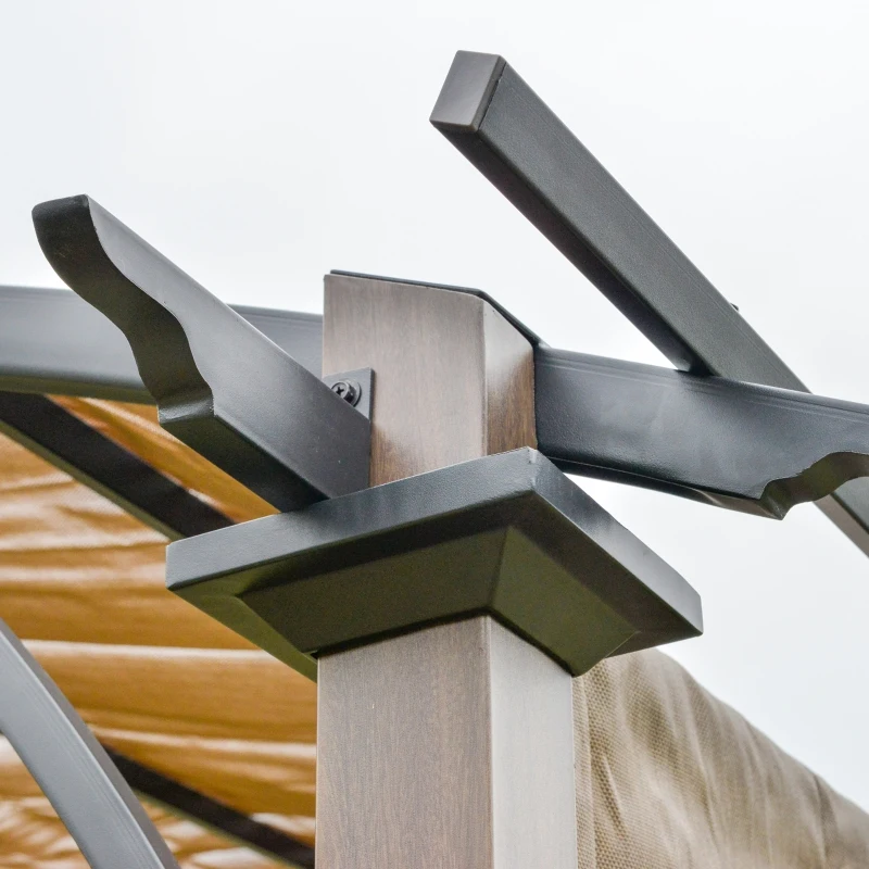 Outsunny paviljoen pergola met verstelbaar stoffen dak uv +50 waterbestendig textileen staal