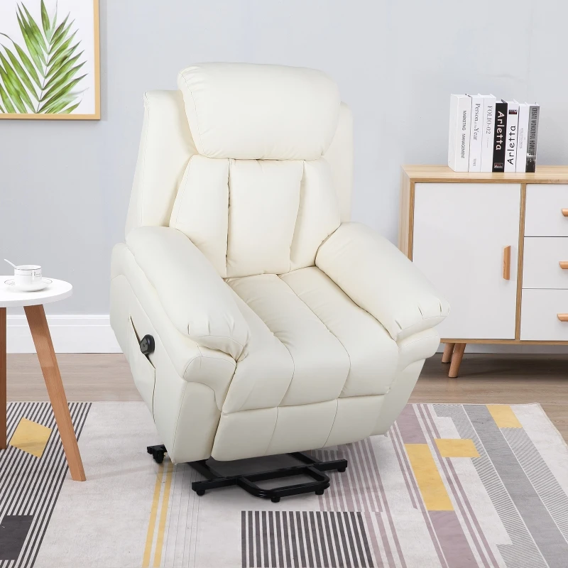 HOMCOM elektrische tv-stoel opstastoel relaxfauteuil fauteuil met opstahulp beige 96 l x 93 b x 103 h cm