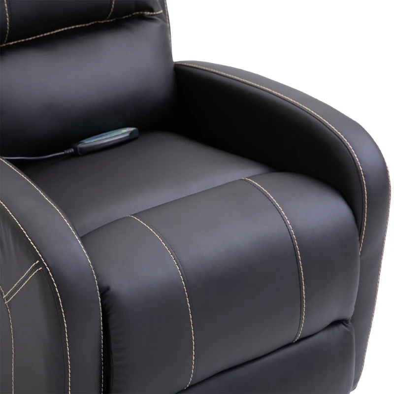 HOMCOM® massagestoel met voetsteun en verwarmingsfunctie | relaxstoel | zwart | 70 x 93 x 100 cm