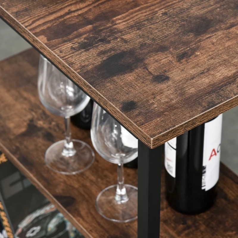 HOMCOM bartafelset, bartafel met 2 barkrukken 3-delig Placemat met planken staal