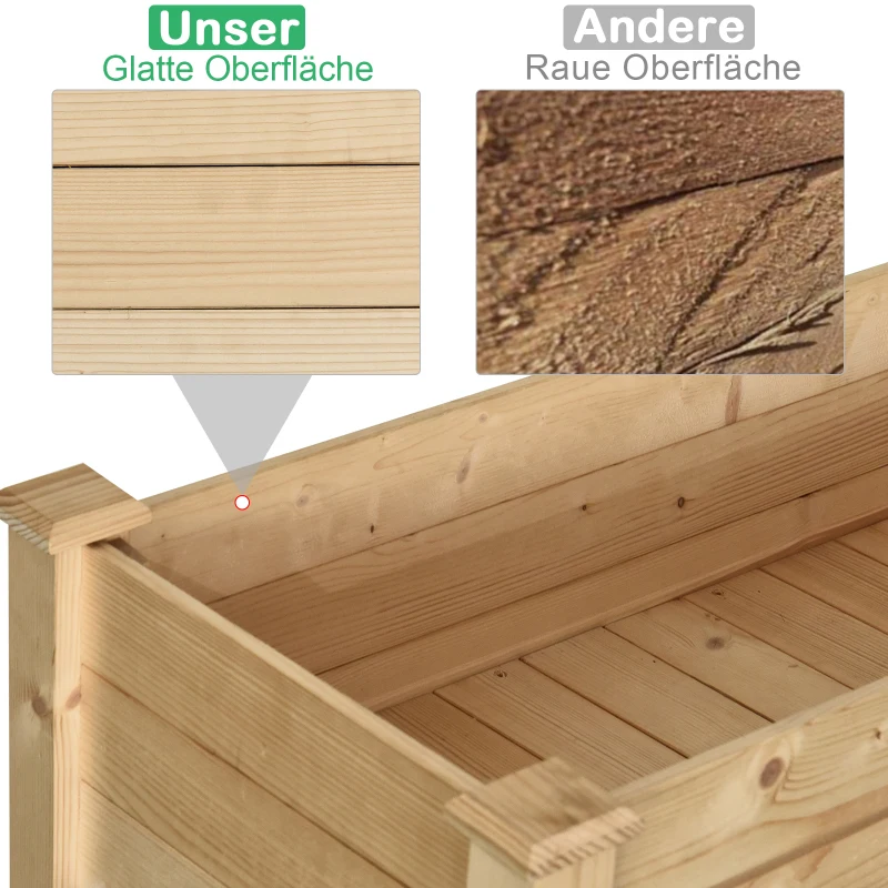Verhoogd bed plantenbak kruidenbed met afvoergaten non-woven massief hout naturel