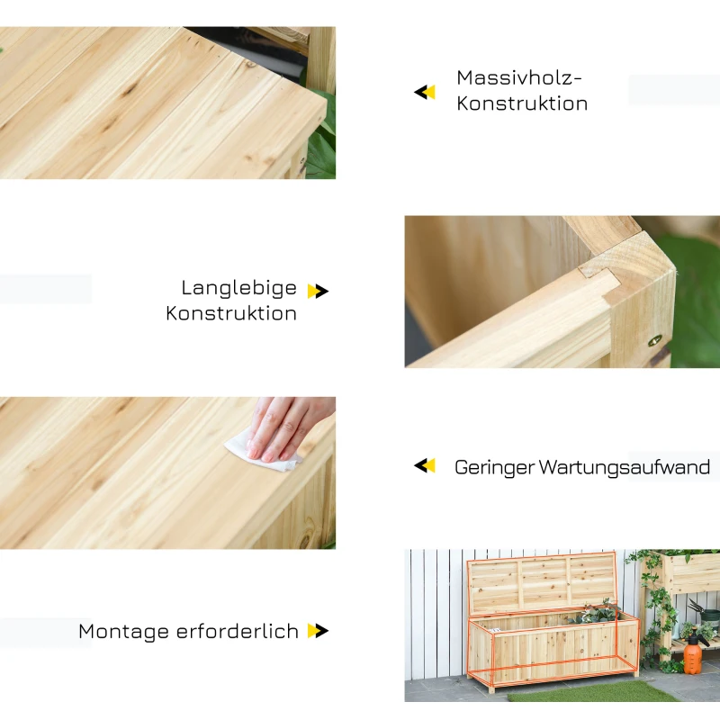 Tuinbank met opbergruimte opbergbank zitbank 2-zitter 250 kg draagvermogen dennenhout