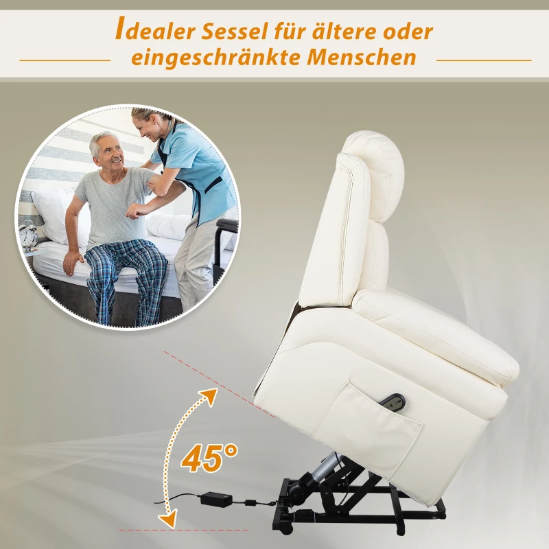 HOMCOM elektrische tv-stoel opstastoel relaxfauteuil fauteuil met opstahulp beige 96 l x 93 b x 103 h cm