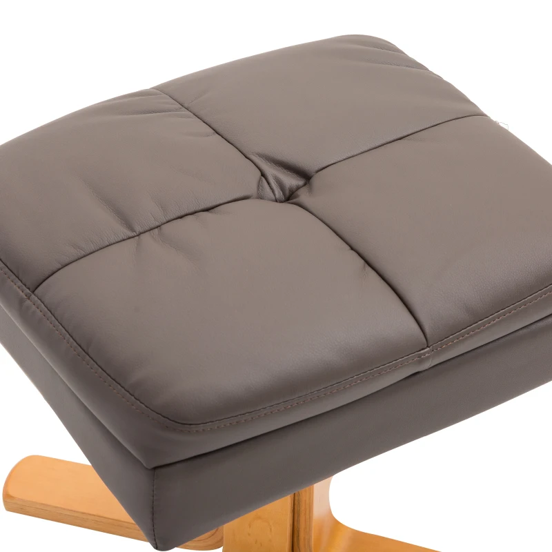 HOMCOM Relaxstoel met kruk tv-stoel 360° draaibaar ligfunctie hout bruin(m-9)