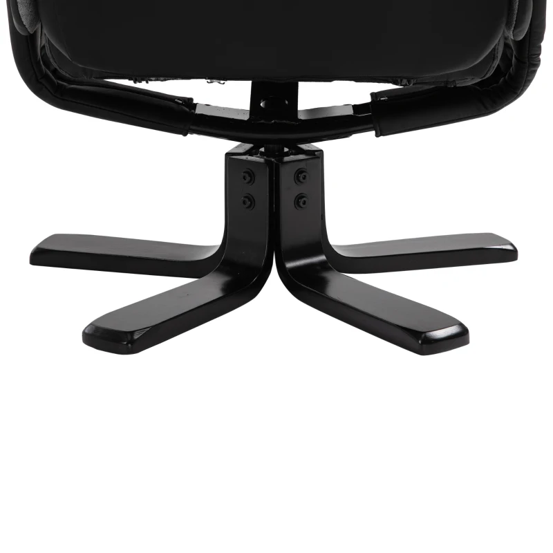 HOMCOM Relaxfauteuil met kruk TV-fauteuil gestoffeerde fauteuil ligstoel grijs 78 x 82,5 x 109 cm