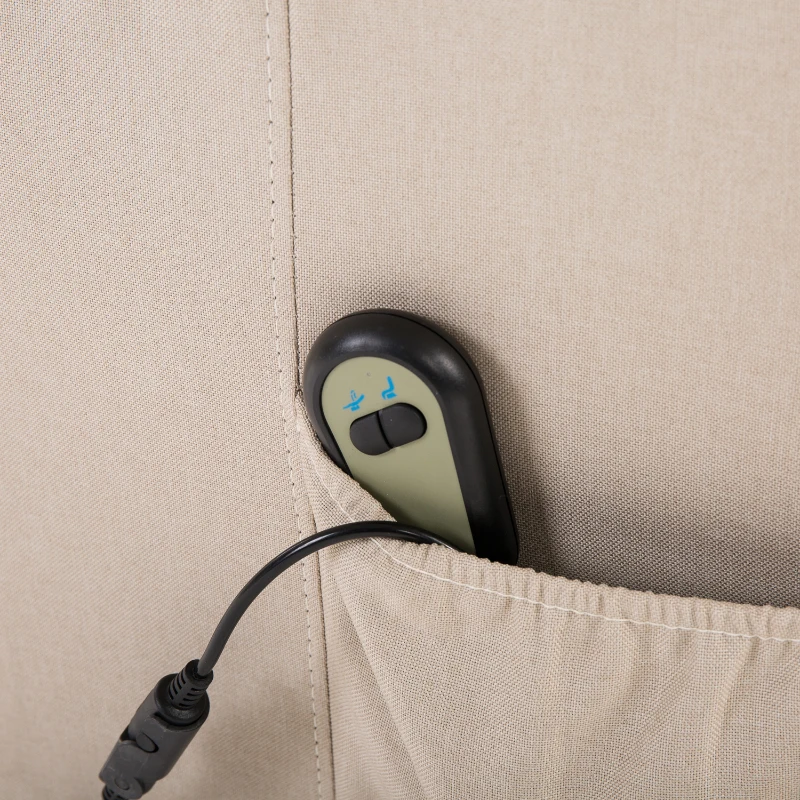 HOMCOM relaxstoel tv-stoel met elektrische opstahulp linnen hout schuimstof crème 72,5 x 94 x 109 cm