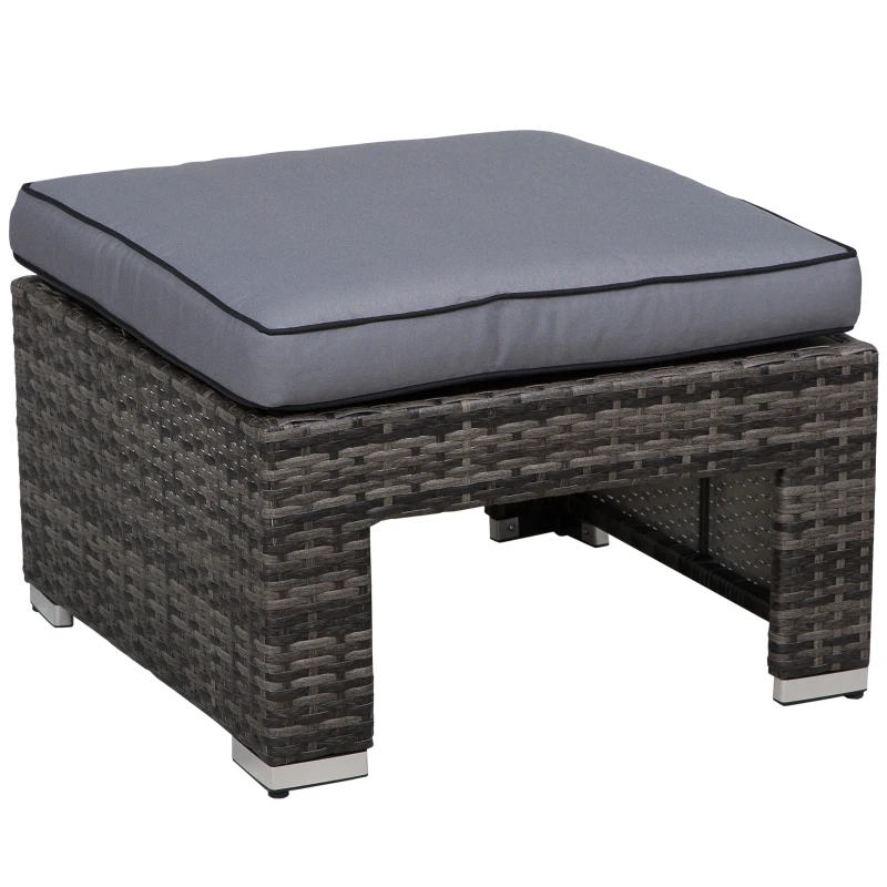 Outsunny Rotan loungeset zitgroep met zonnedak, kussens en bijzettafel metaal