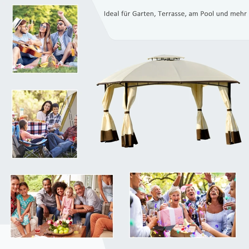 Outsunny paviljoen zonwering praktisch dubbel dak 3,6 x 2,97 x 2,73 m