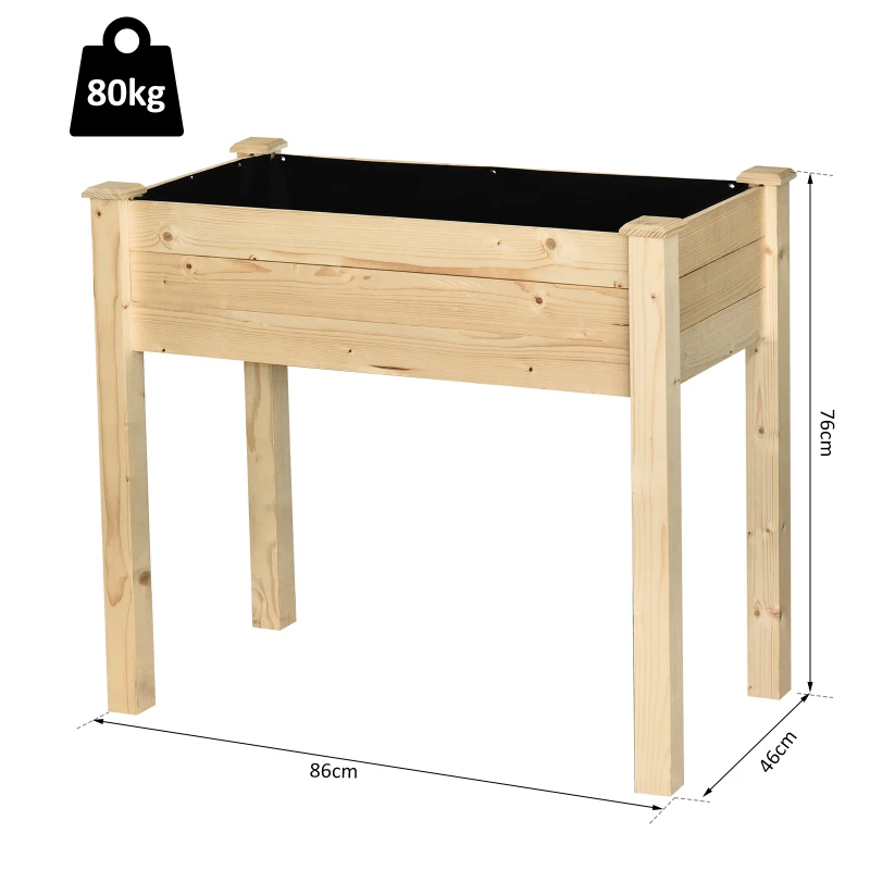 Verhoogd bed plantenbak kruidenbed met afvoergaten non-woven massief hout naturel