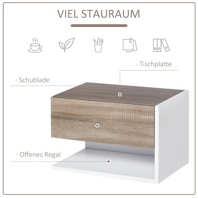 HOMCOM 2-delige Wandkast wandtafel