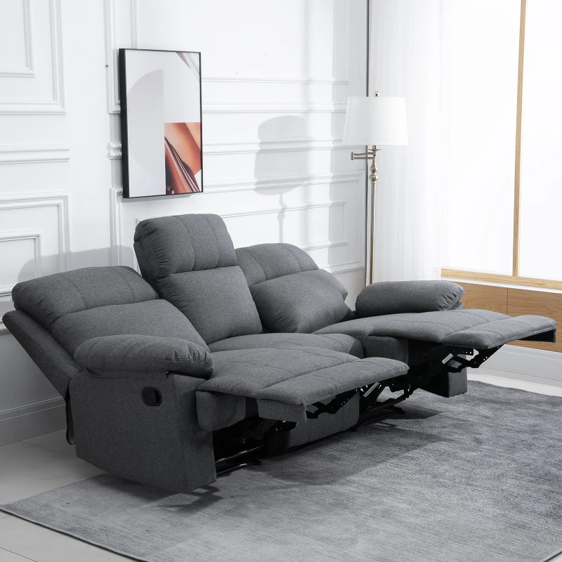 HOMCOM 3-zits tv-bank bank relaxbank ligfunctie 180° verstelbare stoffen bank