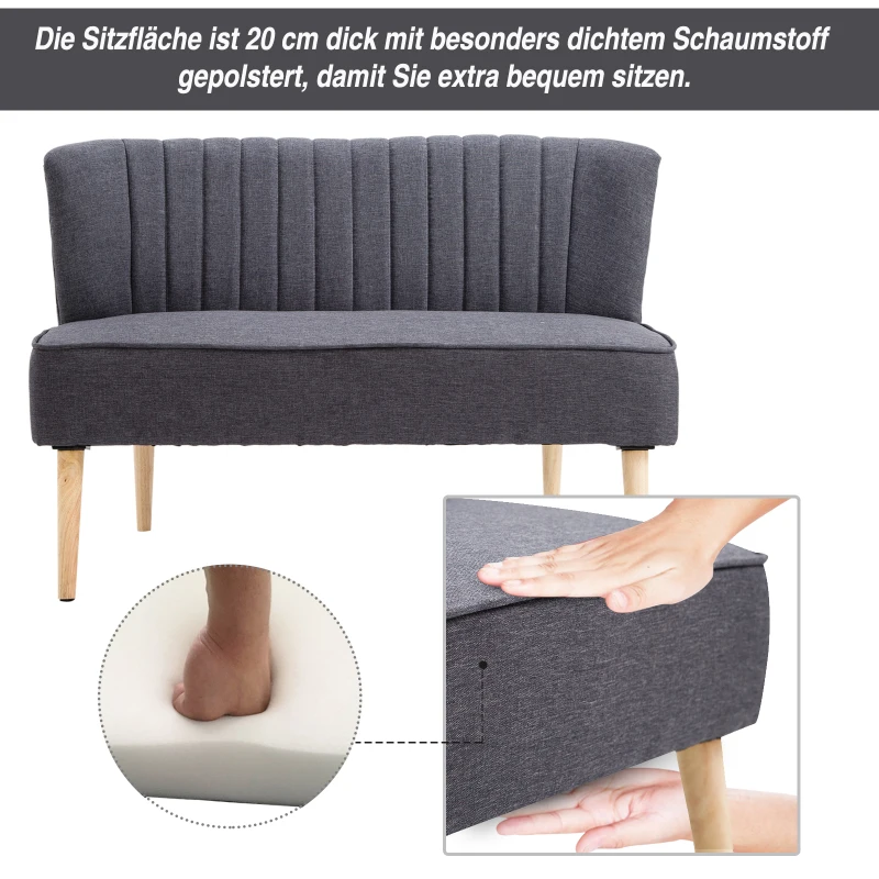HOMCOM Sofa 2-zits bank stoffen bank zitmeubel gestoffeerde bank loungebank 2 kleuren