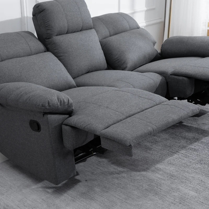 HOMCOM 3-zits tv-bank bank relaxbank ligfunctie 180° verstelbare stoffen bank