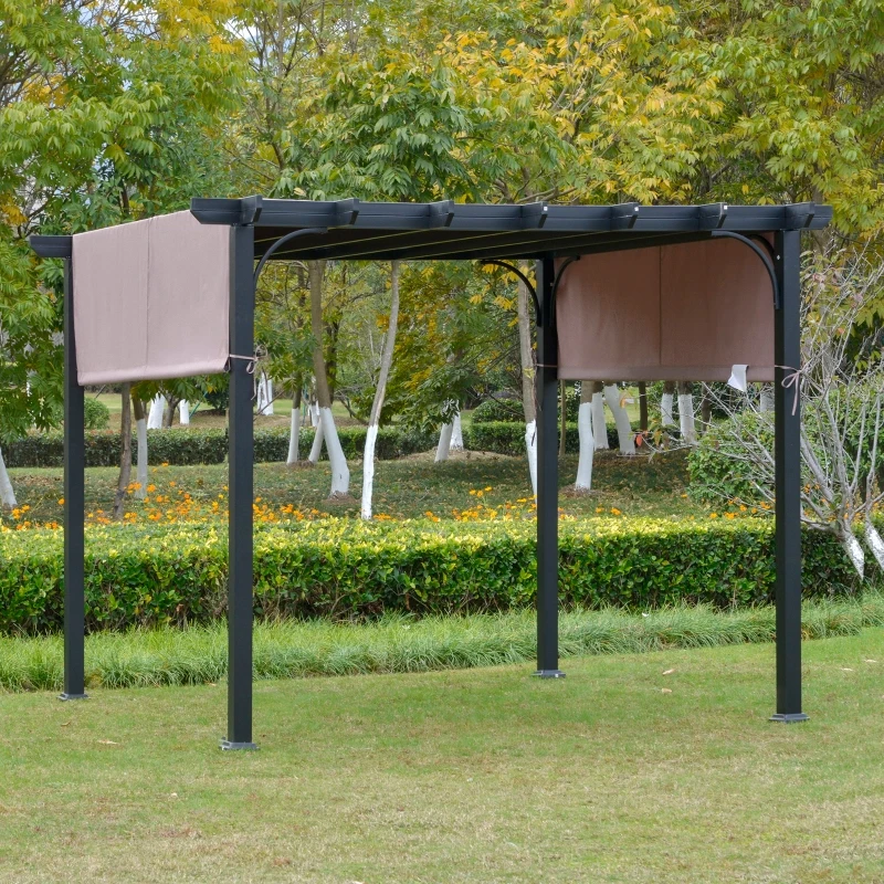 Outsunny paviljoen 3 x 3 m pergola met verstelbaar stoffen dak uv + waterbestendig staal