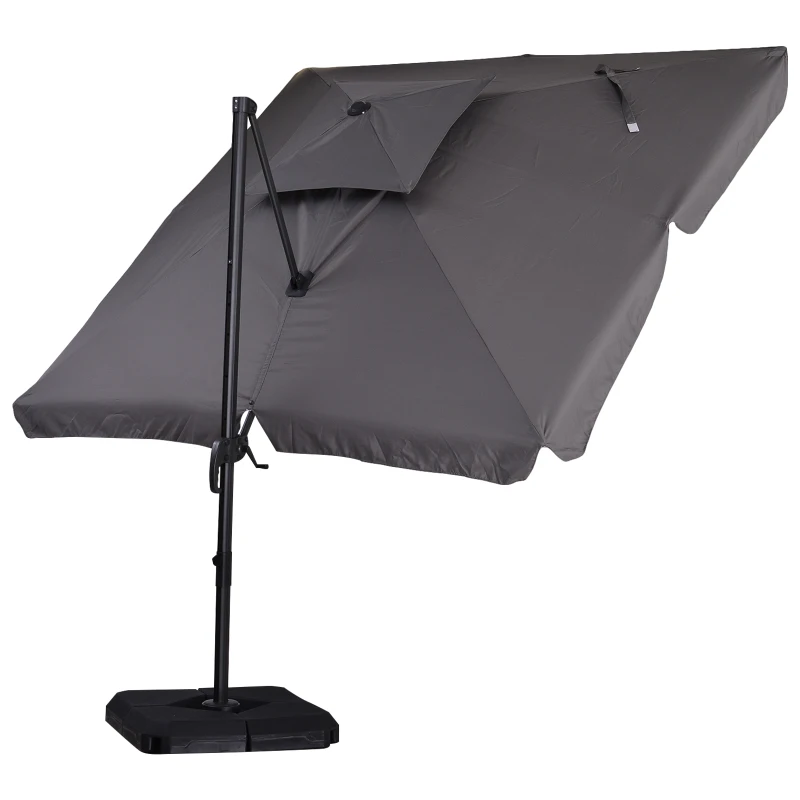Parasol UV50+ zweefparasol en 4 gewichten inclusief beschermhoes aluminium