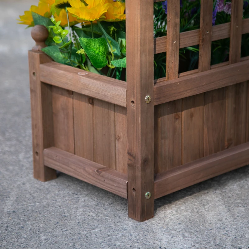 Outsunny Plantenbak bloemenstandaard latwerk klimkast met lekgaten hout