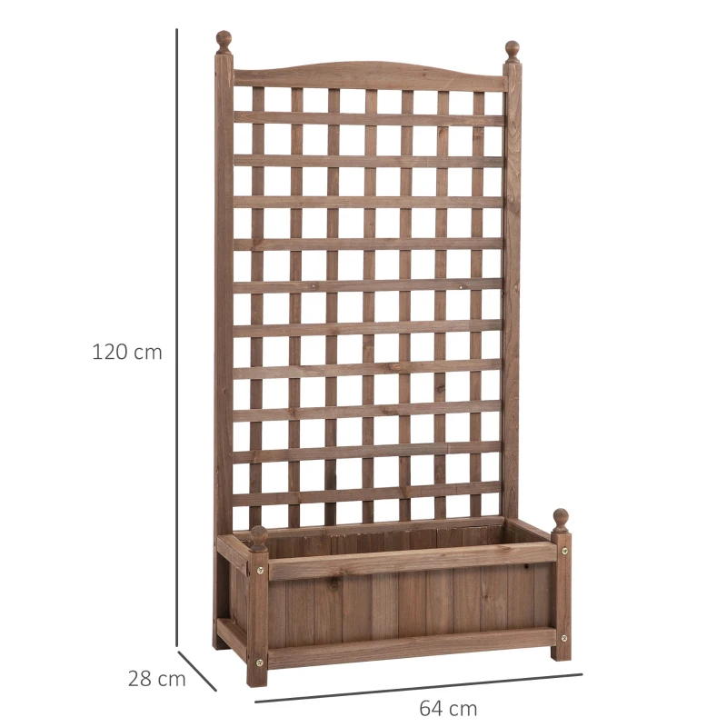 Outsunny Plantenbak bloemenstandaard latwerk klimkast met lekgaten hout