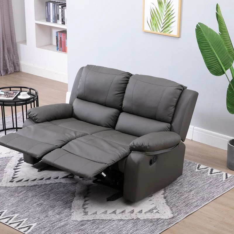 HOMCOM Dubbele bank verstelbare rugleuningen relaxstoel relaxfauteuil houten poten PU 3 kleuren