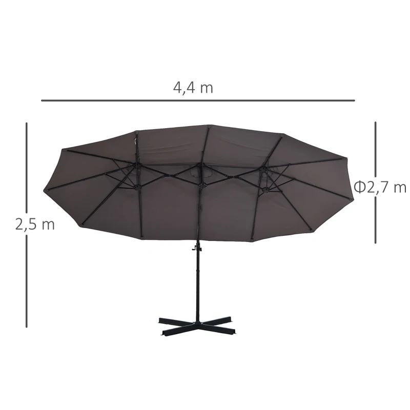 parasol met zwengel dubbele parasol tuinparasol zonwering metaal grijs