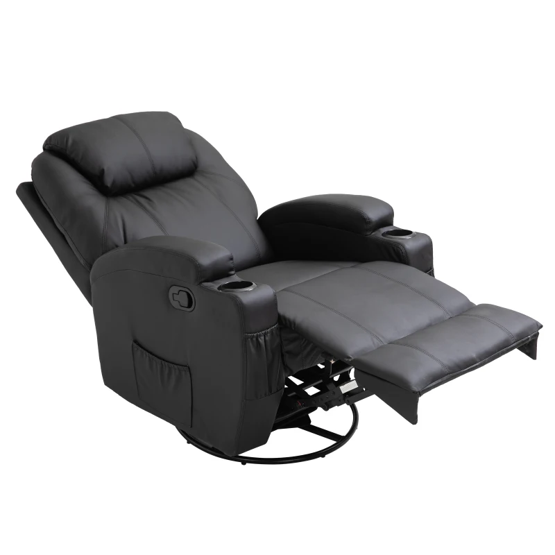HOMCOM massagestoel tv-stoel relaxstoel tv-fauteuil met warmtefunctie zwart