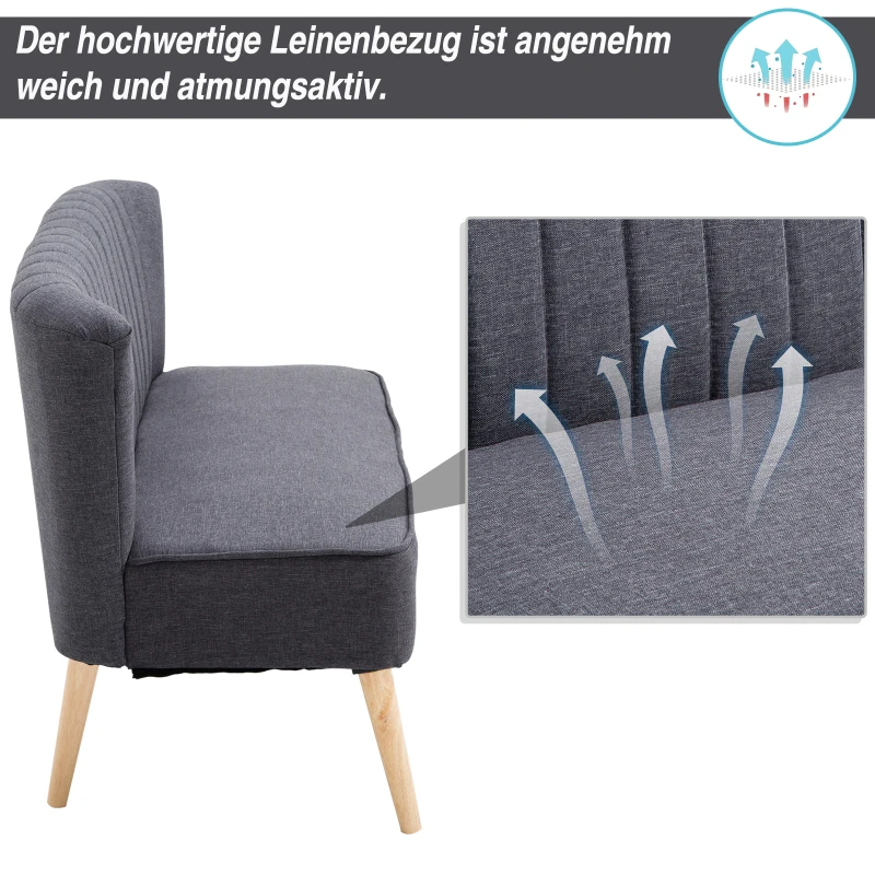 HOMCOM Sofa 2-zits bank stoffen bank zitmeubel gestoffeerde bank loungebank 2 kleuren