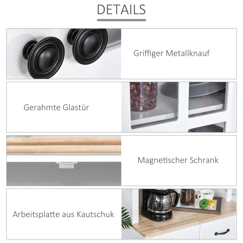 HOMCOM Keukenkast met lade hoge kast met verstelbare planken ladekast hout