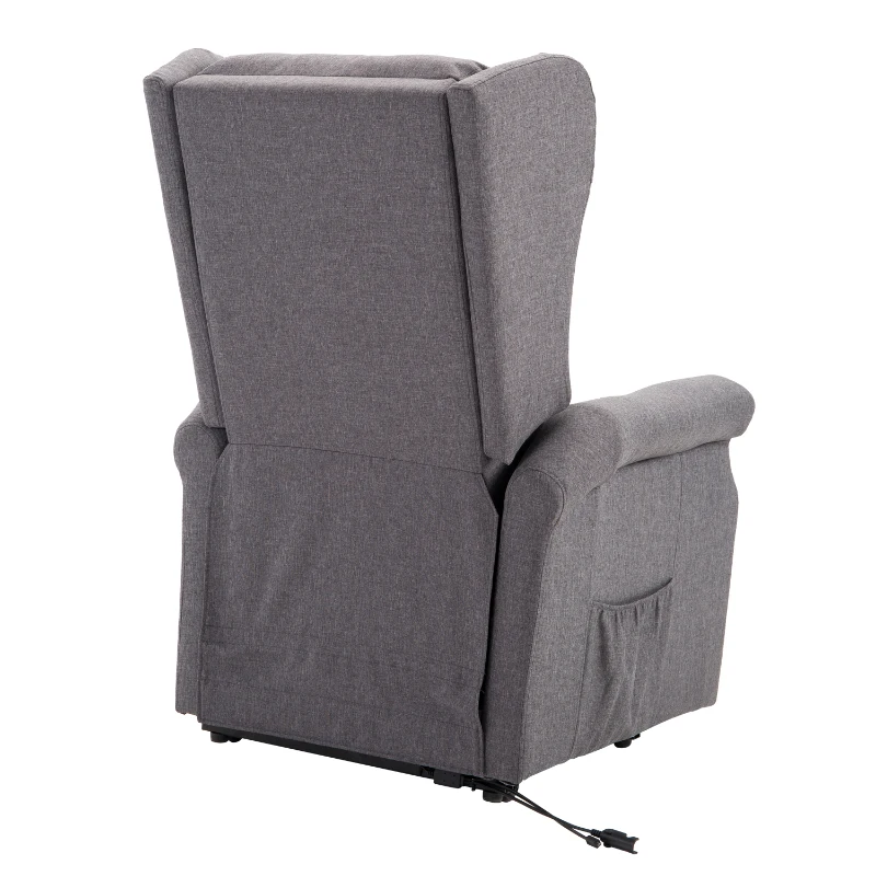 HOMCOM® relaxstoel tv-stoel met elektrische opstahulp linnen hout schuimstof grijs 72,5 x 94 x 109 cm | Aosom.nl(m-7)