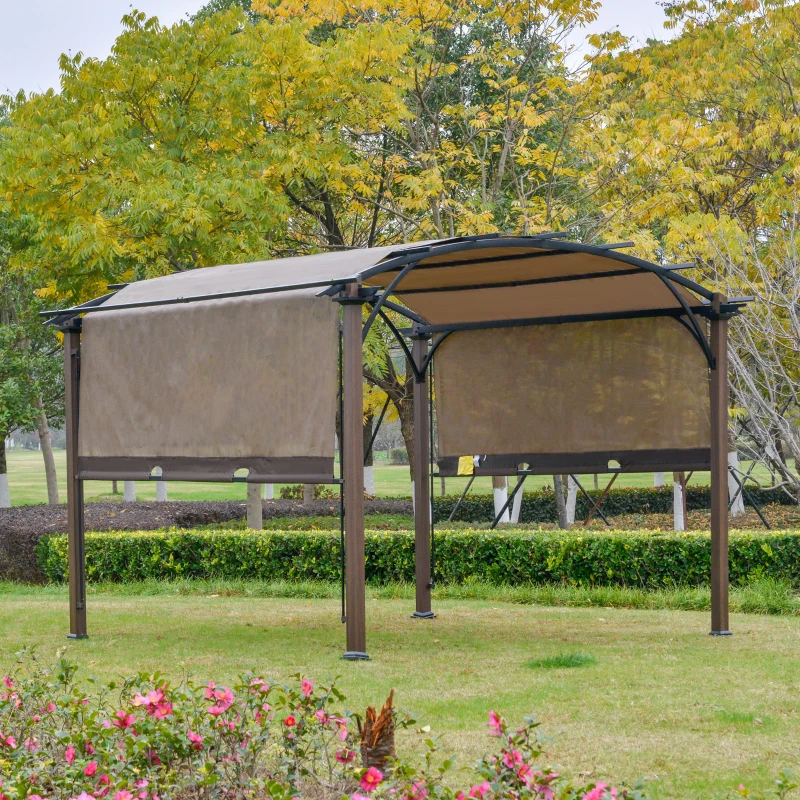 Outsunny paviljoen pergola met verstelbaar stoffen dak uv +50 waterbestendig textileen staal