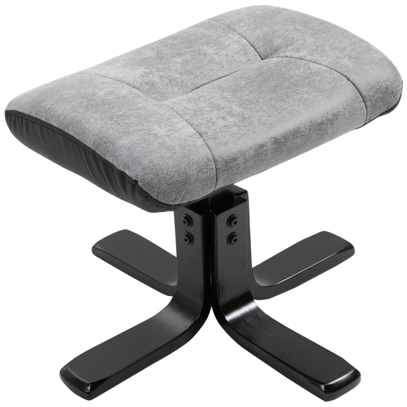 HOMCOM Relaxfauteuil met kruk TV-fauteuil gestoffeerde fauteuil ligstoel grijs 78 x 82,5 x 109 cm