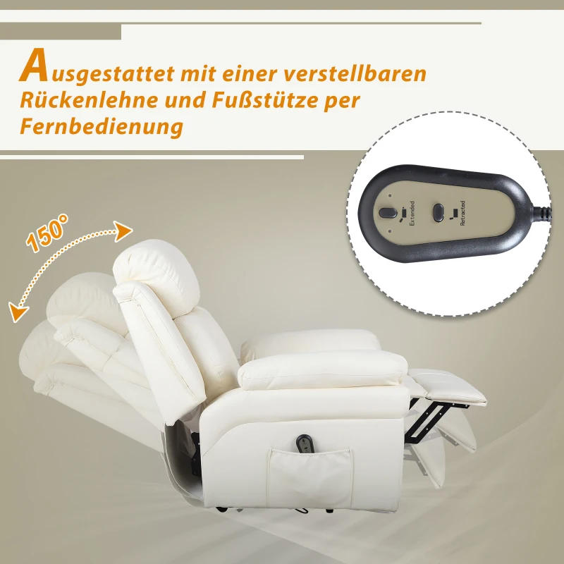 HOMCOM elektrische tv-stoel opstastoel relaxfauteuil fauteuil met opstahulp beige 96 l x 93 b x 103 h cm