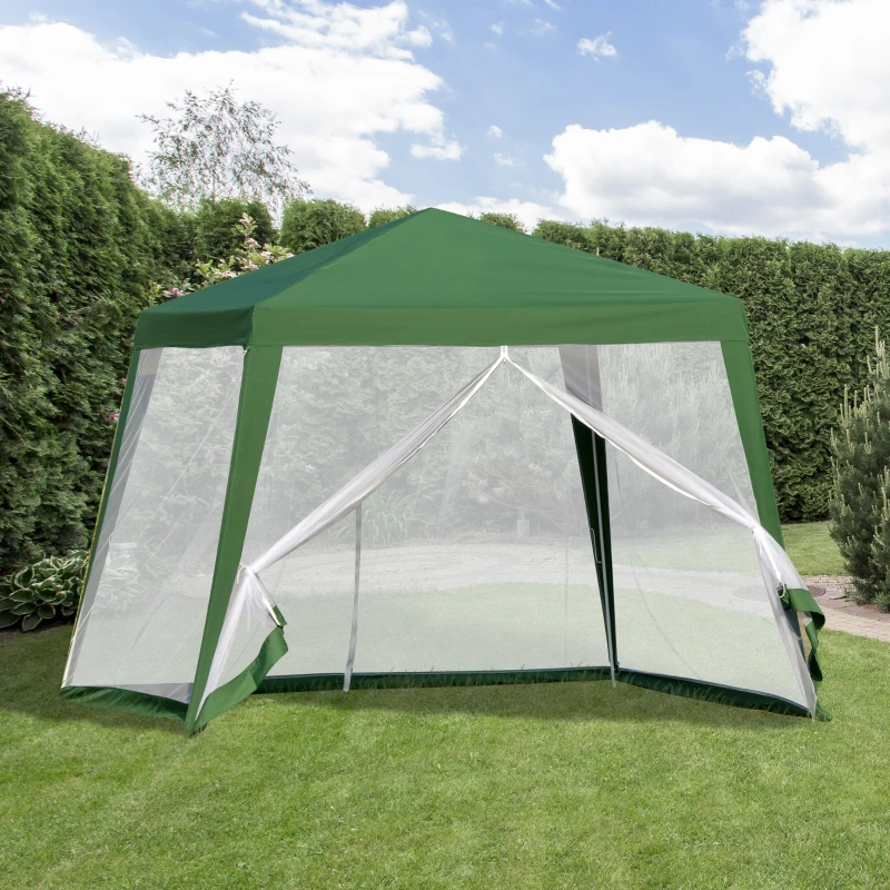 Tuinpaviljoen paviljoen partytent tuintent met muggengaas beige 3 x 3 m