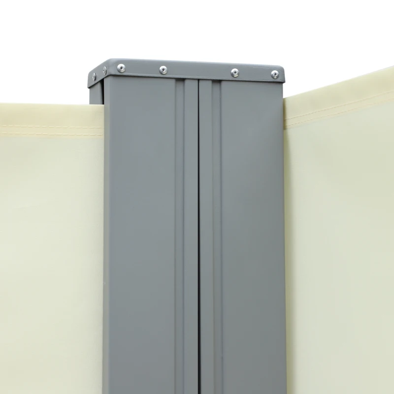 Outsunny dubbelzijdige zijluifel, privacy- en zonwering, polyester, crème