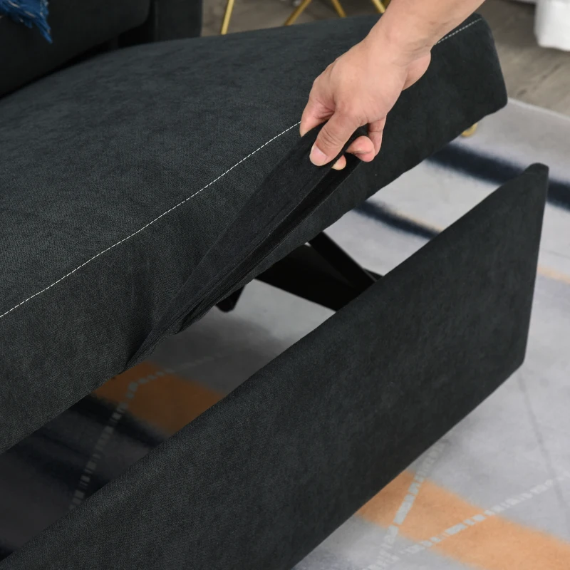 HOMCOM slaapbank, opklapbare bank, 2-zits stoffen bank, slaapbank, bank met slaapfunctie, bankstel, verstelbare hoek 148 x 82 x 89 cm(m-9)