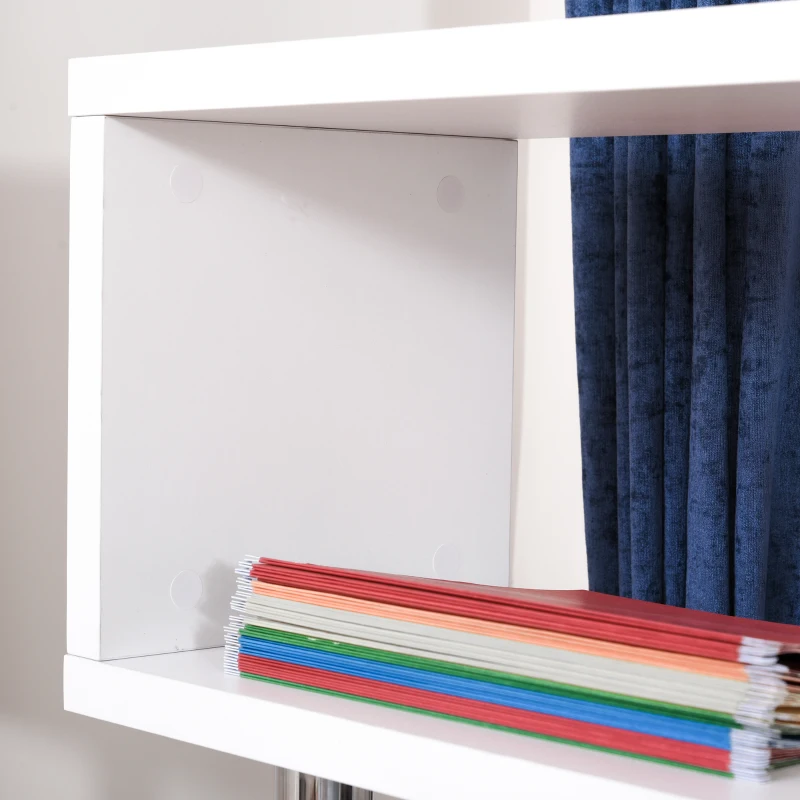 HOMCOM L-vormig / I-vormig bureau, computerbureau, hoekbureau, roestvrij staal, wit