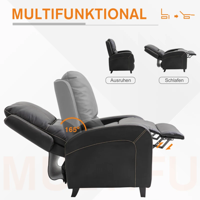 HOMCOM® massagestoel met voetsteun en verwarmingsfunctie | relaxstoel | zwart | 70 x 93 x 100 cm