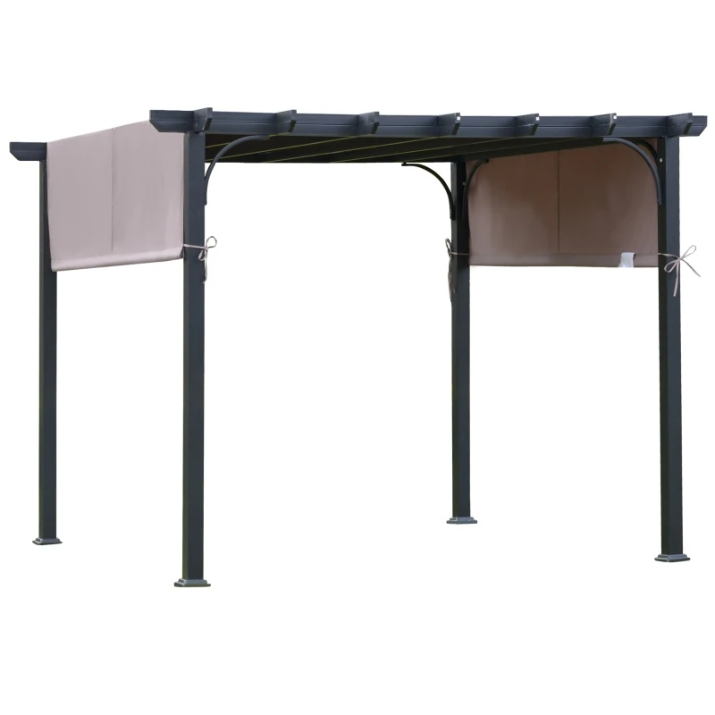 Outsunny paviljoen 3 x 3 m pergola met verstelbaar stoffen dak uv + waterbestendig staal