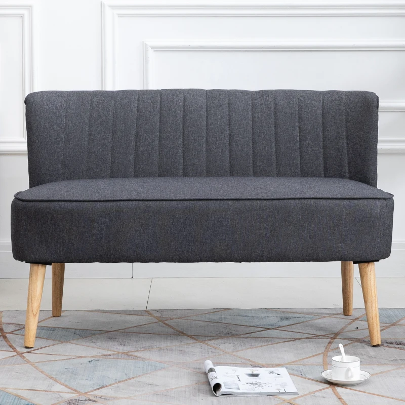 HOMCOM Sofa 2-zits bank stoffen bank zitmeubel gestoffeerde bank loungebank 2 kleuren