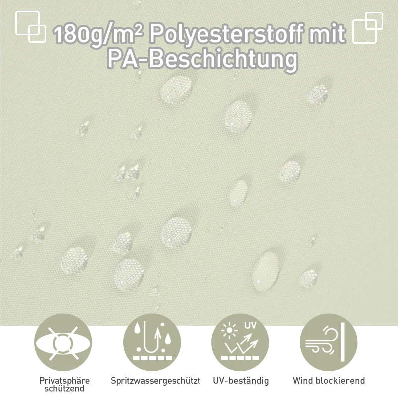 Outsunny dubbelzijdige zijluifel, privacy- en zonwering, polyester, crème